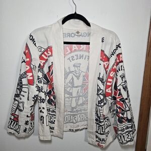 NWOT VINTAGE JUNE SHOP Cotton Flour Sack Duster Sz One Size